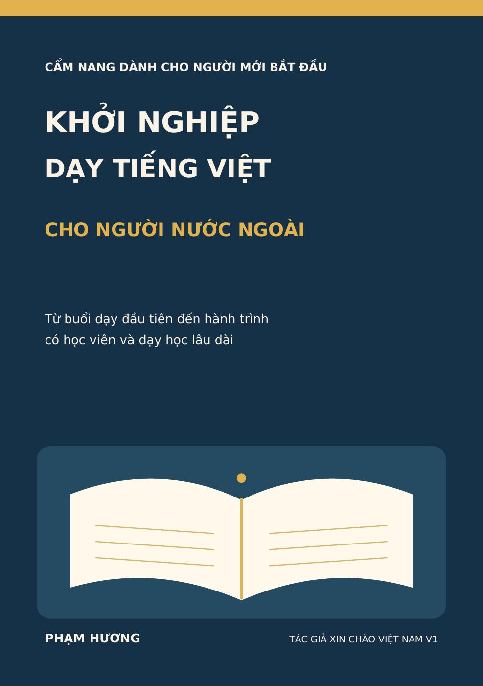 Bìa cẩm nang Khởi nghiệp dạy tiếng Việt cho người nước ngoài